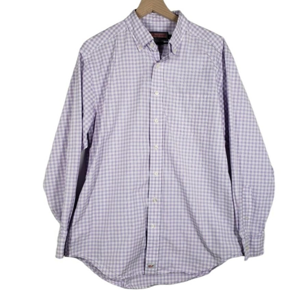 Vineyard Vines Murray Plaid Button Front Shirt Men's L Purple